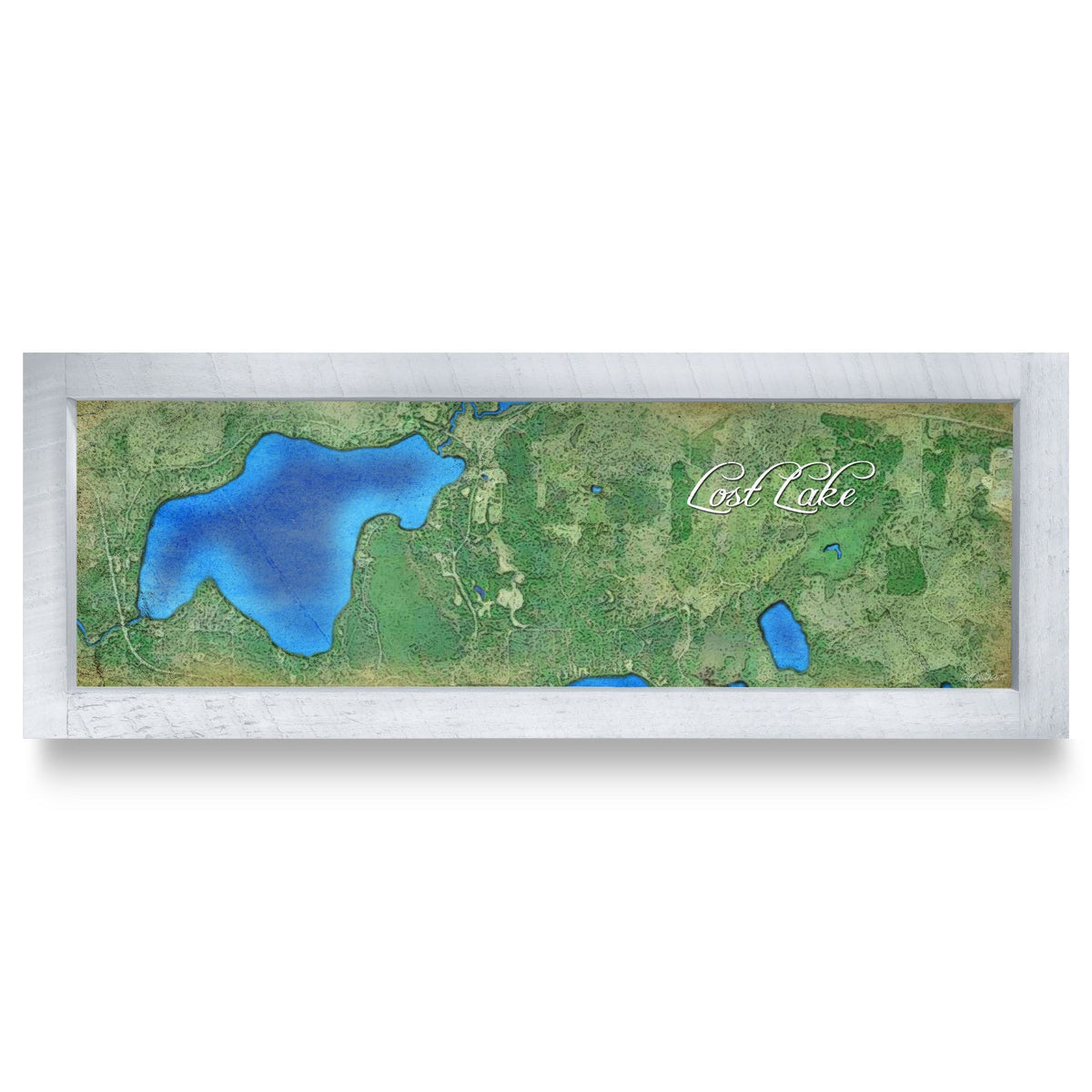 Lost Lake, Wisconsin Map | Real Wood Framed Wall Art Print