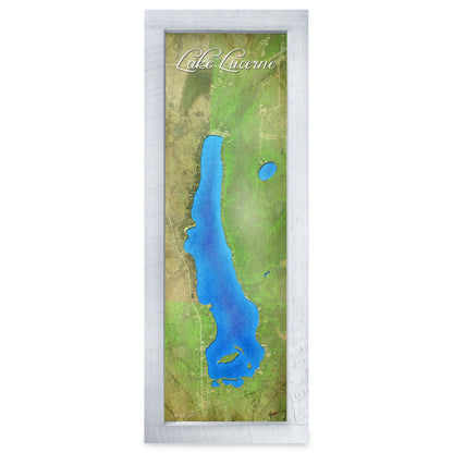 Lake Lucerne, Wisconsin Map | Real Wood Framed Wall Art Print