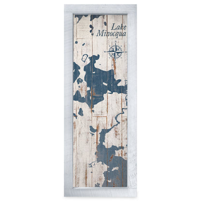 Lake Minocqua, Wisconsin Map | Real Wood Framed Wall Art Print