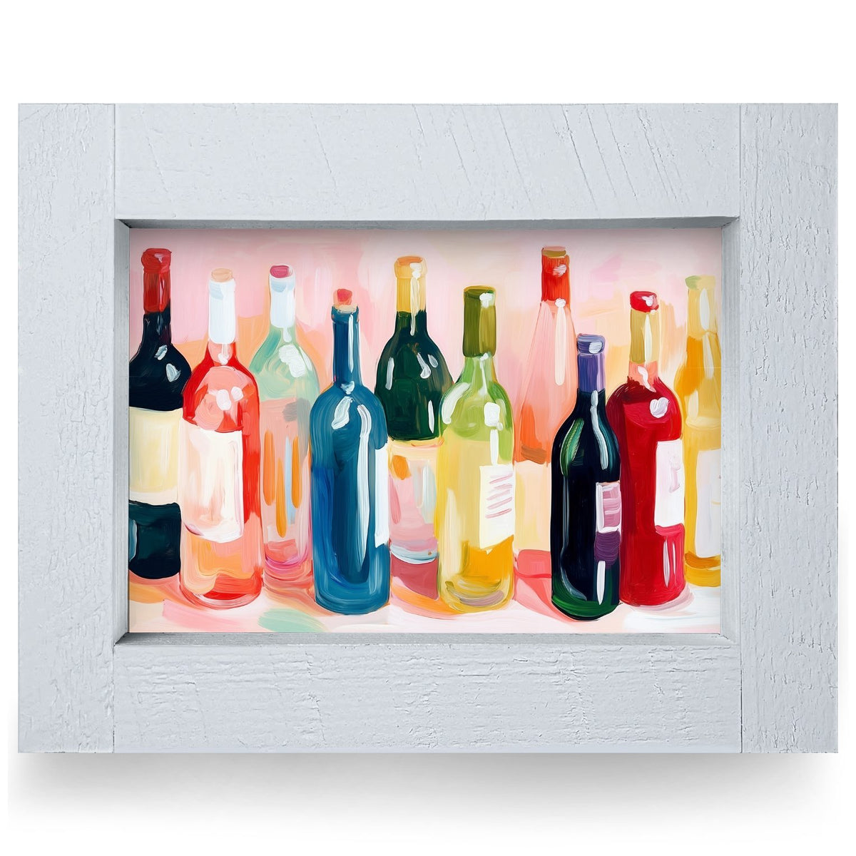 Wine Collection | Real Wood Framed Wall Art Print | Horizontal