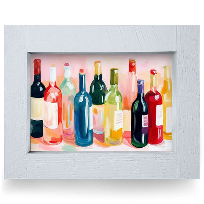 Wine Collection | Real Wood Framed Wall Art Print | Horizontal