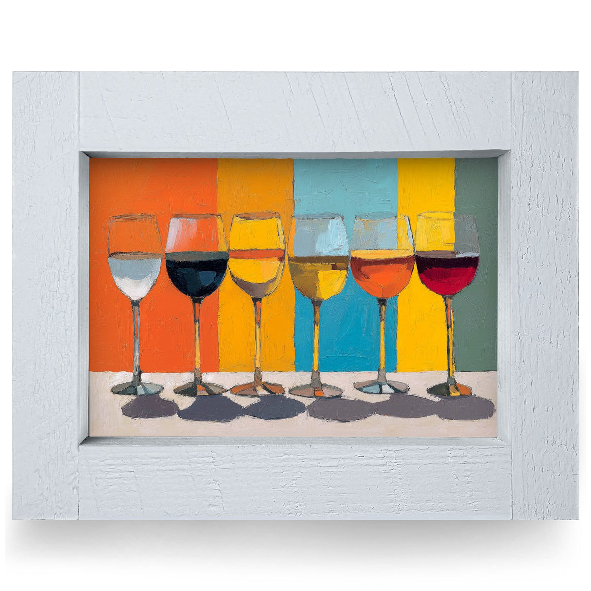 Color-Block Wine | Real Wood Framed Wall Art Print | Horizontal