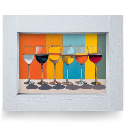 Color-Block Wine | Real Wood Framed Wall Art Print | Horizontal