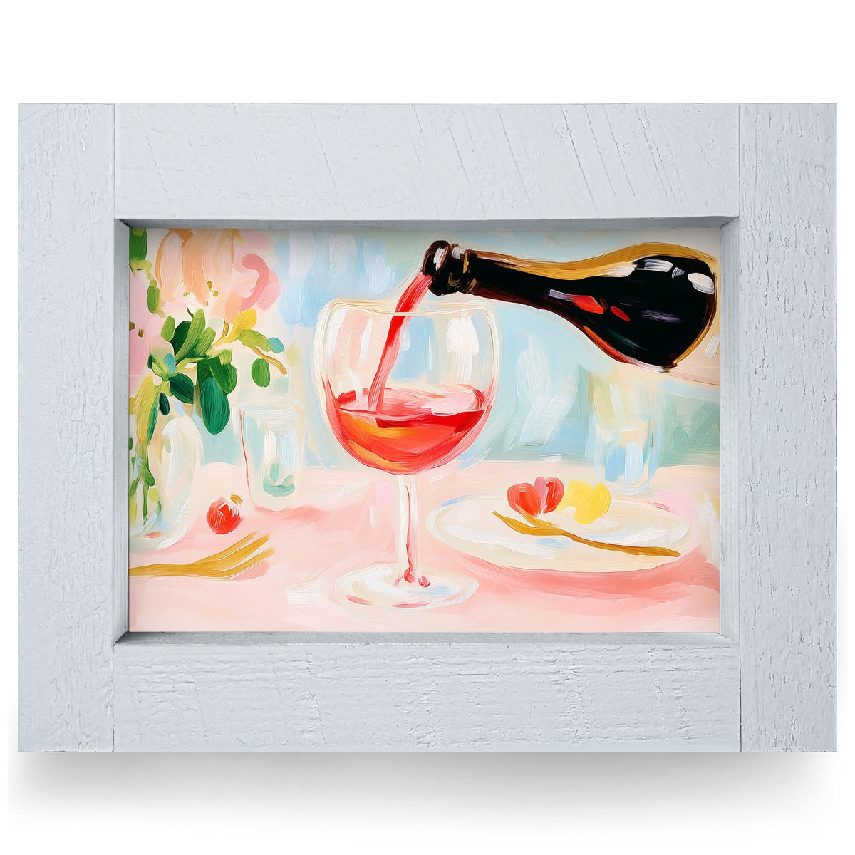 Wine Pour | Real Wood Framed Wall Art Print | Horizontal
