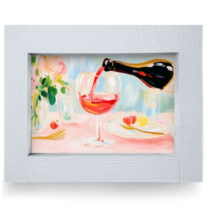 Wine Pour | Real Wood Framed Wall Art Print | Horizontal