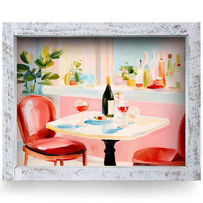 Table for Two | Real Wood Framed Wall Art Print | Horizontal