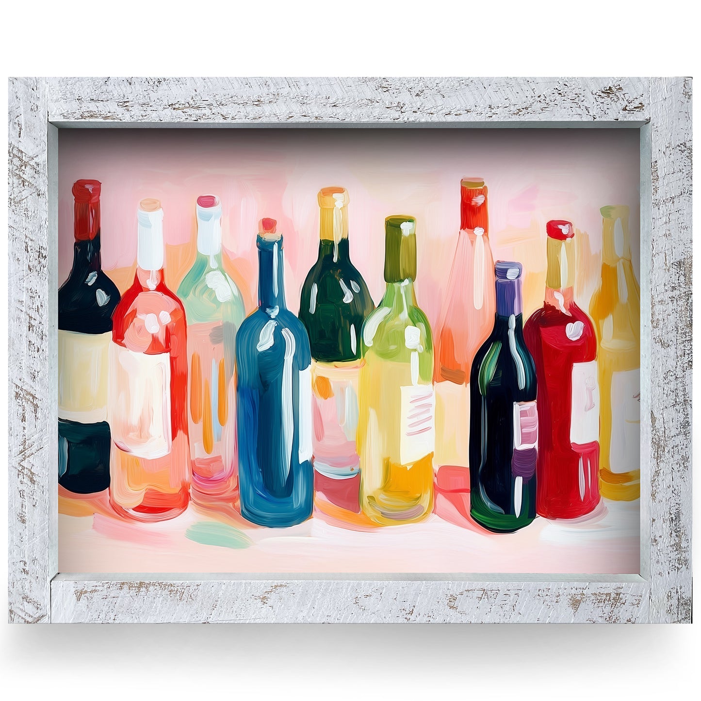 Wine Collection | Real Wood Framed Wall Art Print | Horizontal