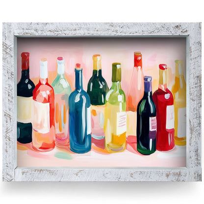 Wine Collection | Real Wood Framed Wall Art Print | Horizontal