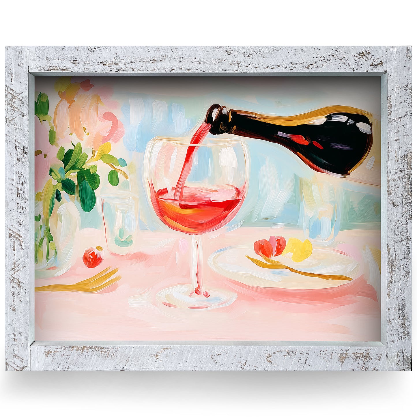Wine Pour | Real Wood Framed Wall Art Print | Horizontal