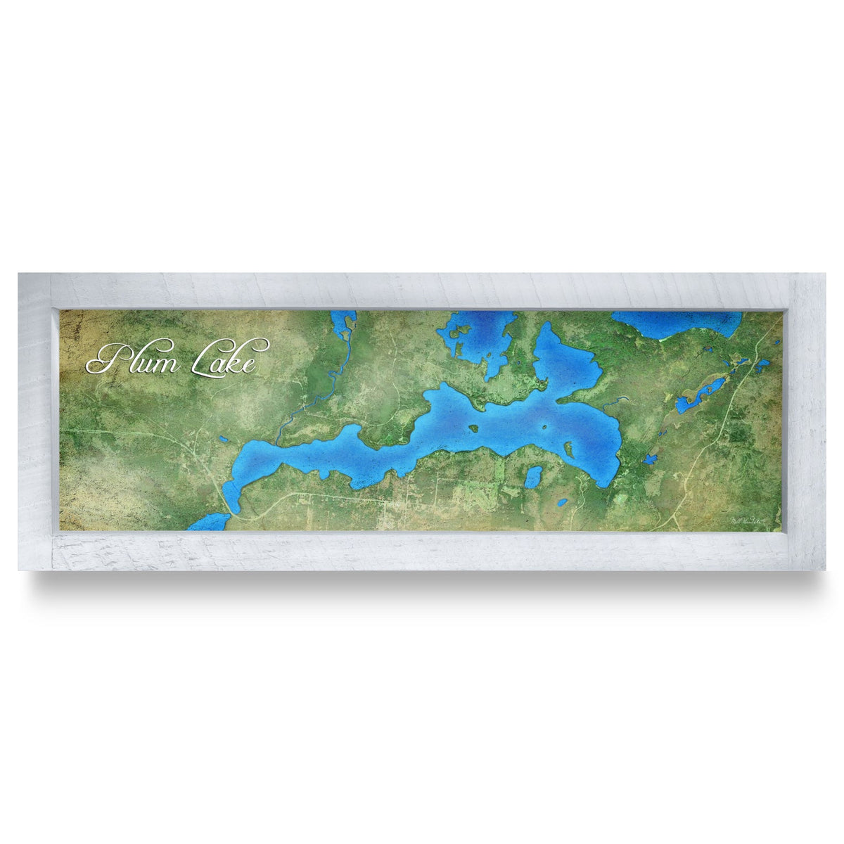 Plum Lake, Wisconsin Map | Real Wood Framed Wall Art Print