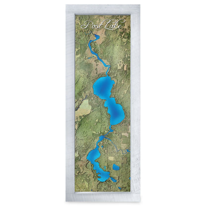 Post Lake, Wisconsin Map | Real Wood Framed Wall Art Print
