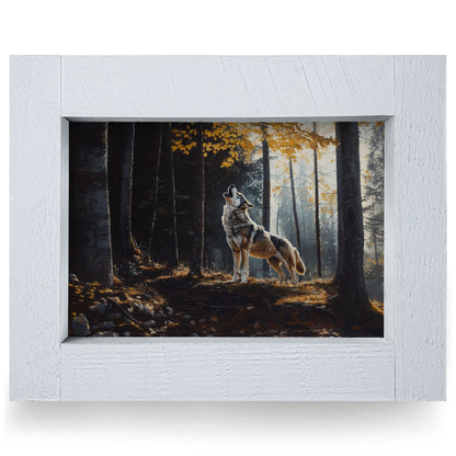 Howling Wolf | Real Wood Framed Wall Art Print