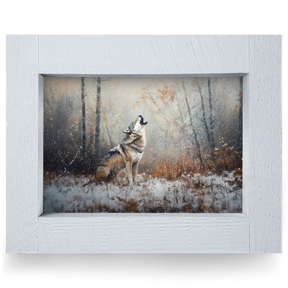 Howlin' Wolf Snowfall | Real Wood Framed Wall Art Print