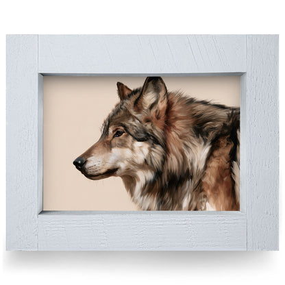 Gray Wolf Profile | Real Wood Framed Wall Art Print