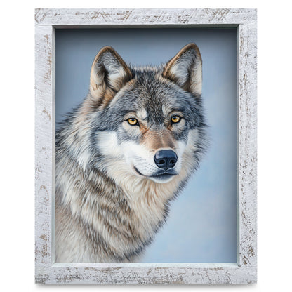 Handsome Wolf | Real Wood Framed Wall Art Print