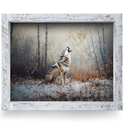 Howlin' Wolf Snowfall | Real Wood Framed Wall Art Print