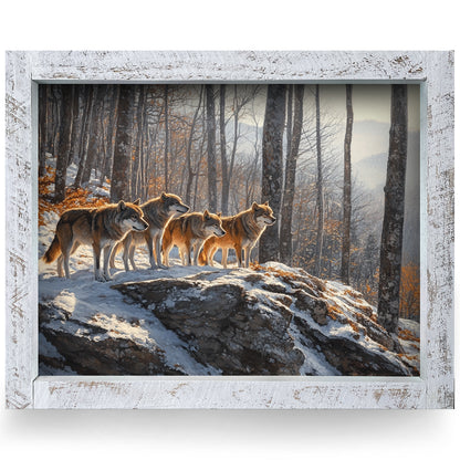 Wolf Vantage Point | Real Wood Framed Wall Art Print