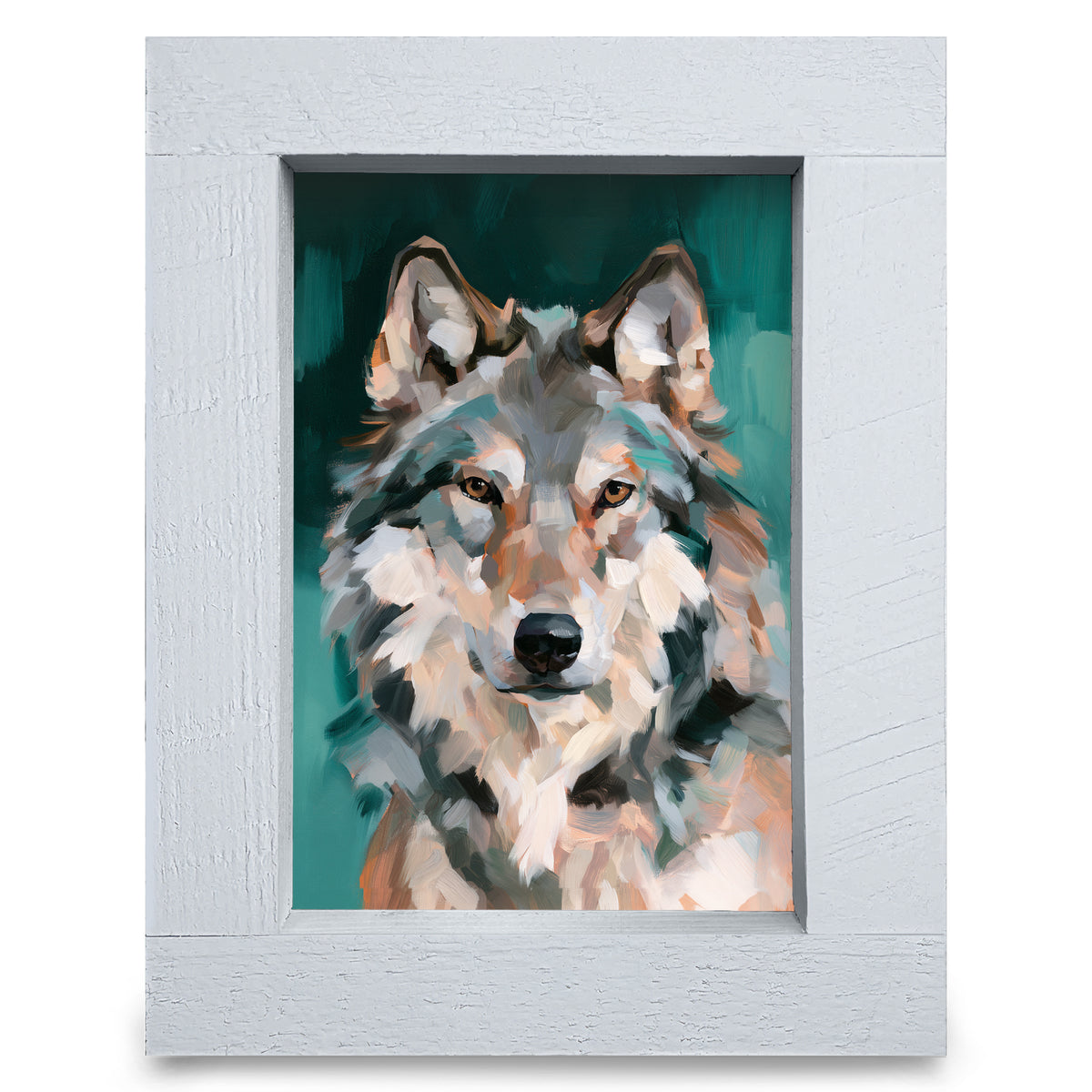 Gray Wolf Portrait | Real Wood Framed Wall Art Print