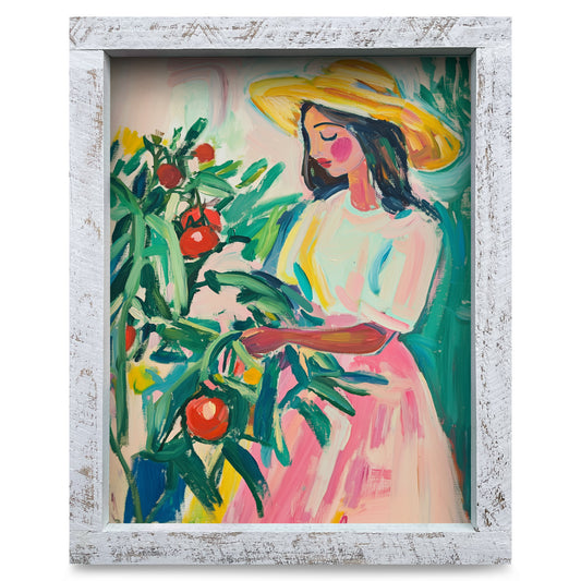 Pretty Tomato Harvest | Real Wood Framed Wall Art Print