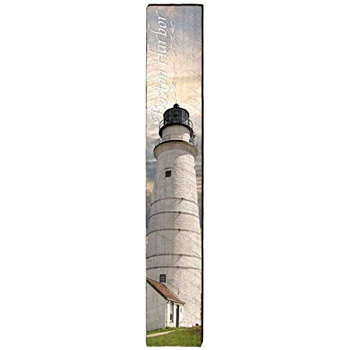 Boston Harbor Lighthouse Home Decor Art Print on Real Wood