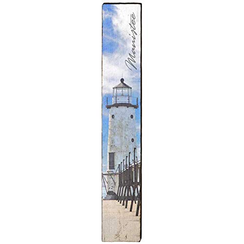 Manistee North Pierhead Lighthouse Home Decor Art Print on Real Wood
