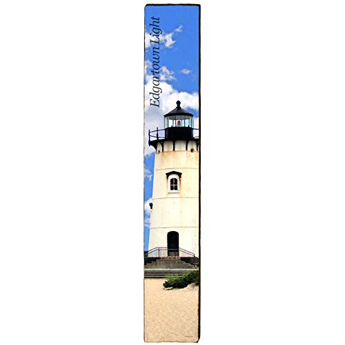 Edgartown Harbor Light, Massachusetts Lighthouse Wooden Sign | Wall Art Print on Real Wood | Coastal Nautical Beach House Home Decor
