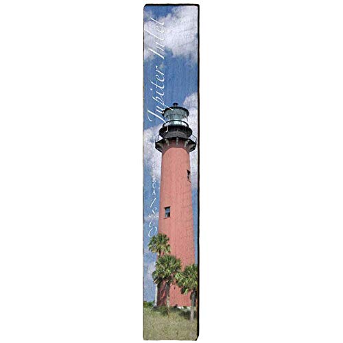 Jupiter Inlet Lighthouse, Florida Wooden Sign | Wall Art Print on Real Wood | Coastal Nautical Tropical Beach House Decor