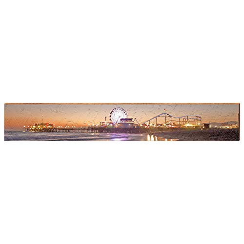 Santa Monica Pier at Dusk Home Decor Art Print on Real Wood Each