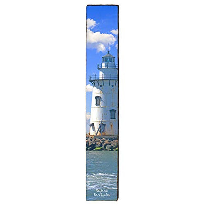 Saybrook Breakwater Lighthouse Home Decor Art Print on Real Wood