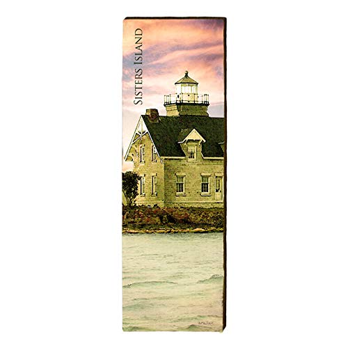 Sisters Island Lighthouse Home Decor Art Print on Real Wood