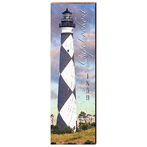 Cape Lookout Lighthouse, North Carolina Wooden Sign | Wall Art Print on Real Wood | Harkers Island Coastal Nautical Beach House Decor