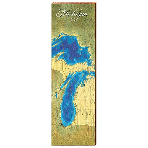 Michigan Color Map Home Decor Art Print on Real Wood