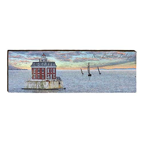 New London Ledge Lighthouse Home Decor Art Print on Real Wood