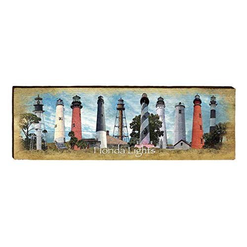 Florida Lighthouse Collection Home Decor Art Print on Real Wood