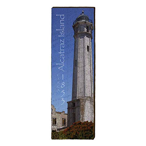 Alcatraz Island, California Wooden Lighthouse Sign | Wall Art Print on Real Wood