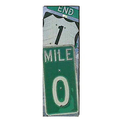 Mile Zero Highway One Home Decor Art Print on Real Wood