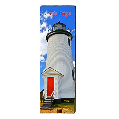 Cape Poge, Massachusetts Lighthouse Wooden Sign | Wall Art Print on Real Wood 