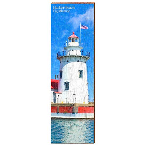 Harbor Beach Lighthouse Home Decor Art Print on Real Wood