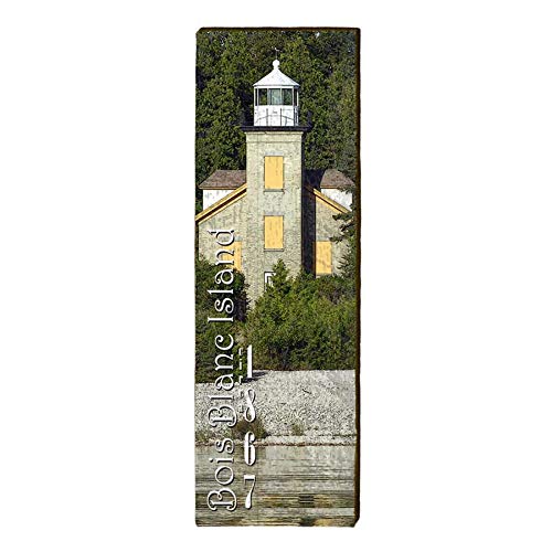 Bois Blanc Island Lighthouse, Michigan Wooden Sign | Wall Art Print on Real Wood 