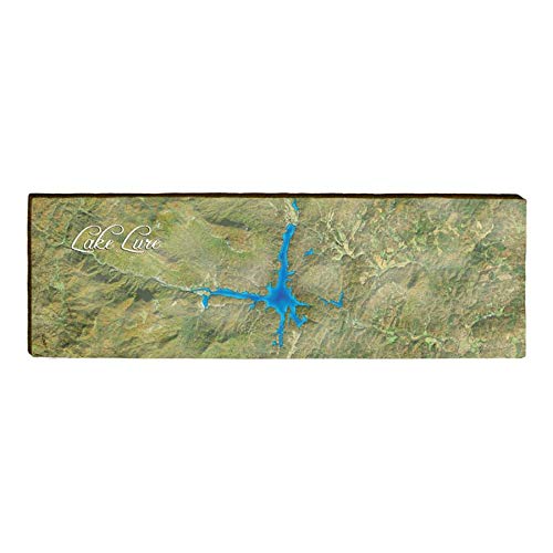 Lake Lure Map Home Decor Art Print on Real Wood