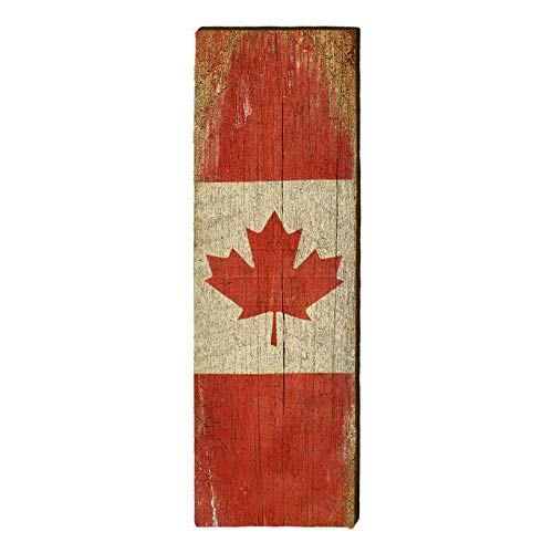 Canadian Flag, Canada Wooden Sign | Wall Art Print on Real Wood 