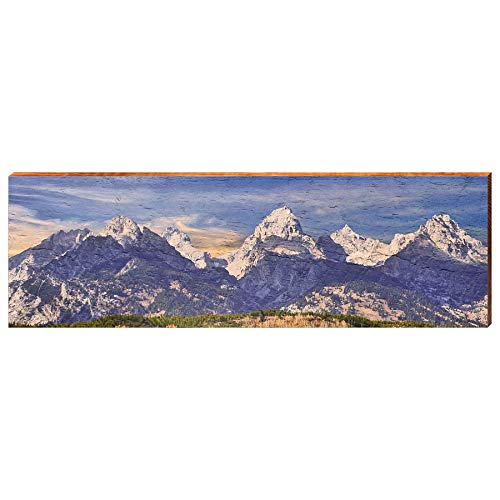 Grand Tetons Home Decor Art Print on Real Wood