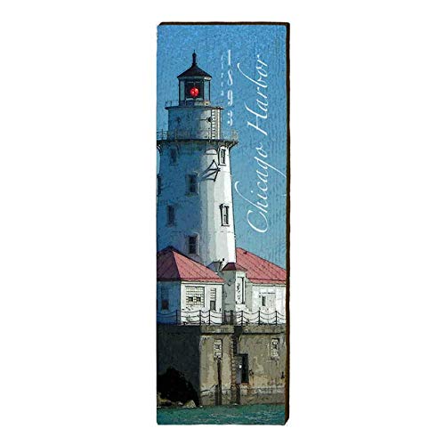 Chicago Harbor Lighthouse, Illinois Wooden Sign | Wall Art Print on Real Wood 