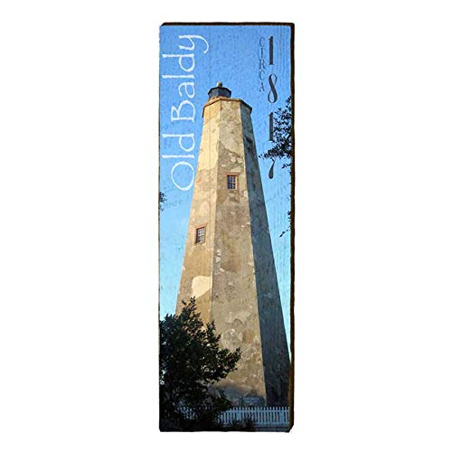 Old Baldy Lighthouse | Bald Head Island, North Carolina Wooden Sign | Wall Art Print on Real Wood