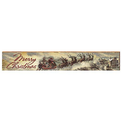 Merry Christmas Santa Sleigh Home Decor Art Print on Real Wood Each