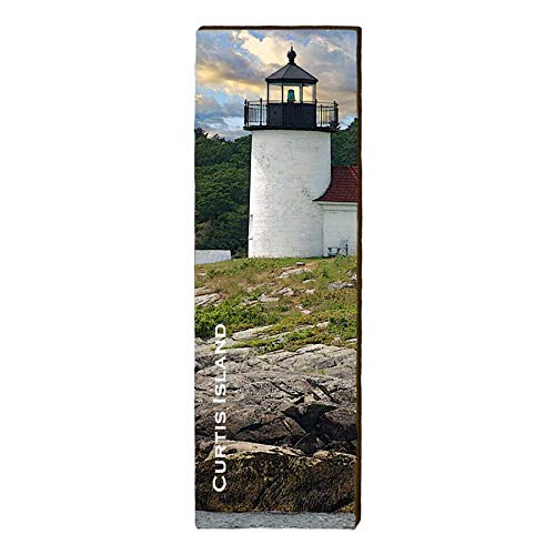 Curtis Island Lighthouse, Camden, Maine Wooden Sign | Wall Art Print on Real Wood 