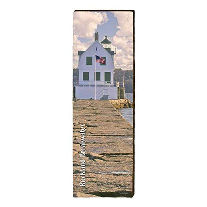 Rockland Breakwater Lighthouse Home Decor Art Print on Real Wood