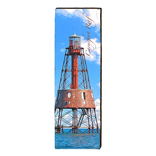 Carysfort Reef, Florida Keys Lighthouse Wooden Sign | Wall Art Print on Real Wood 