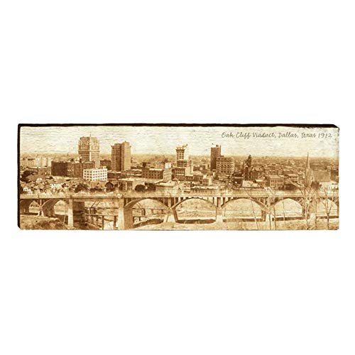 Oak Cliff Viaduct 1912 Dallas, Texas Home Decor Art Print on Real Wood