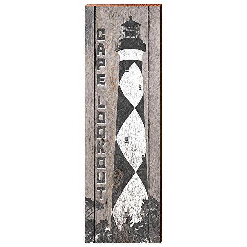 Cape Lookout Lighthouse Black and White Home Decor Art Print on Real Wood